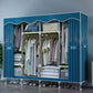 Modern Style Wardrobe Metal 1-Door Wardrobe Closet with Cloth Rod 65"L x 18"W x 67"H Lake Blue Clearhalo 'Armoires & Wardrobes' 'armoires_wardrobes' 'Bedroom Furniture' 'furn' 'furn_armoires_wardrobes' 'Furniture' 5740316
