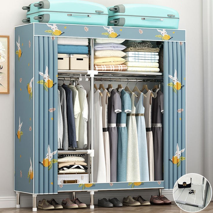 Garde-robe contemporaine en métal 1 porteur de garde-robe avec tige en tissu