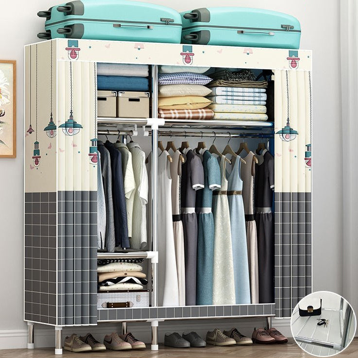 Garde-robe contemporaine en métal 1 porteur de garde-robe avec tige en tissu