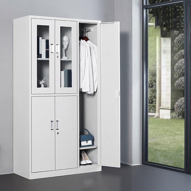 Grey Wardrobe Armoire Metal Contemporary Wardrobe Cabinet for Home