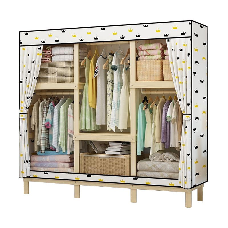 Eigentijdse stijl garderobe massief hout 1-deuren garderobe kast met stoffen staaf