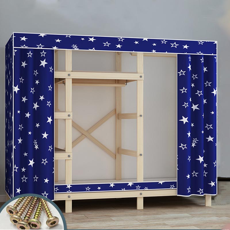 Eigentijdse stijl garderobe massief hout 1-deuren garderobe kast met stoffen staaf