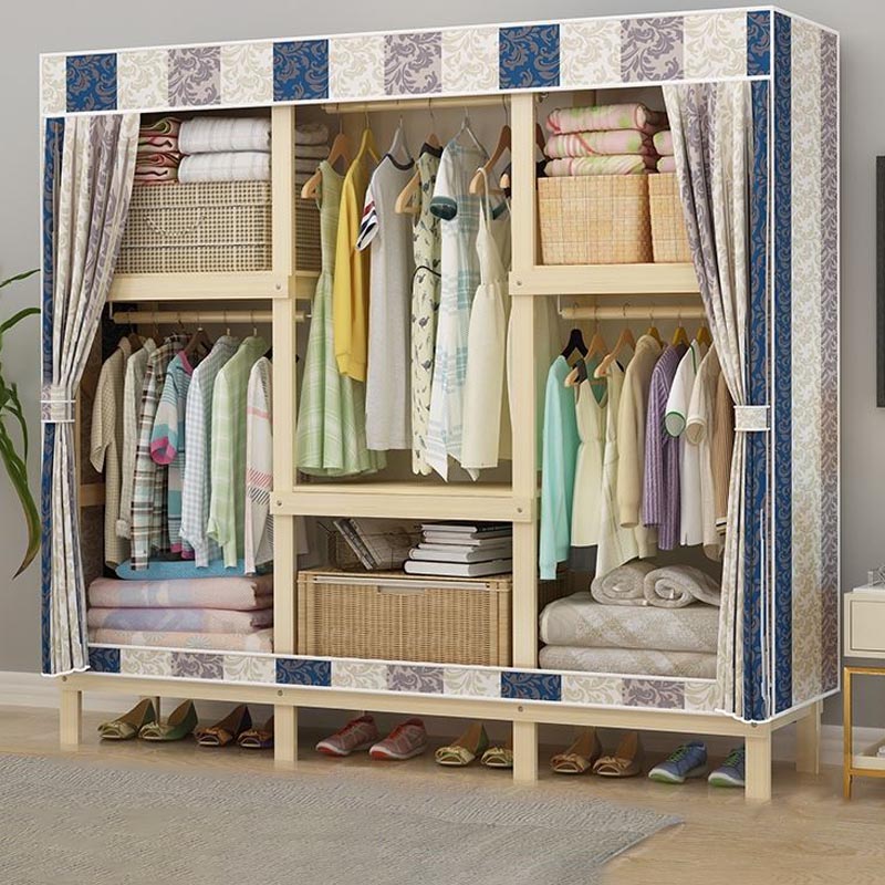 Eigentijdse stijl garderobe massief hout 1-deuren garderobe kast met stoffen staaf