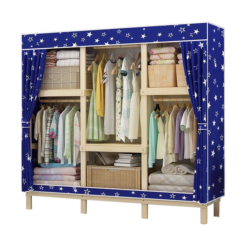 Eigentijdse stijl garderobe massief hout 1-deuren garderobe kast met stoffen staaf