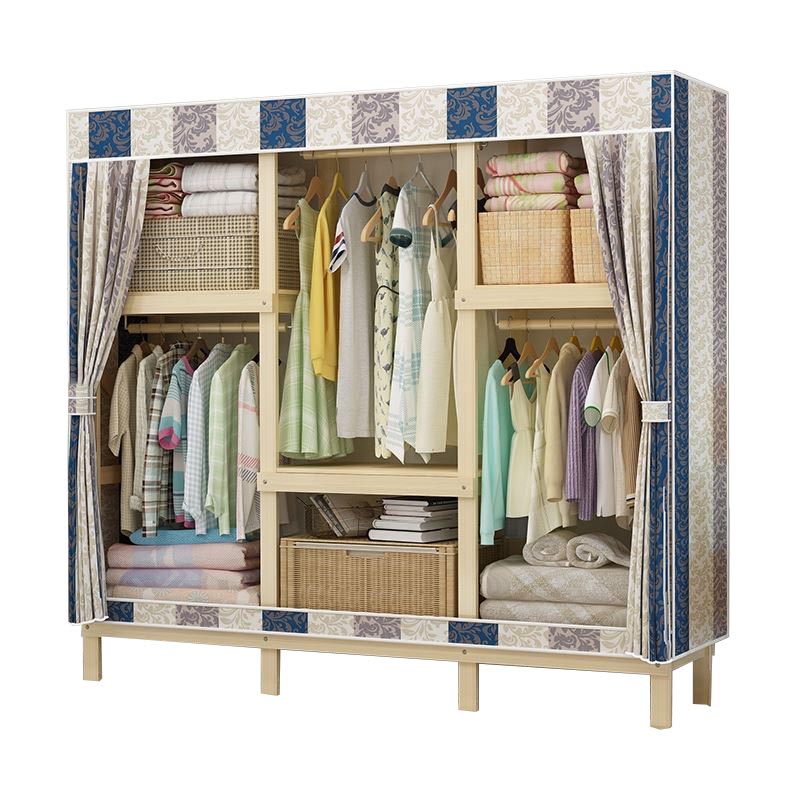 Eigentijdse stijl garderobe massief hout 1-deuren garderobe kast met stoffen staaf