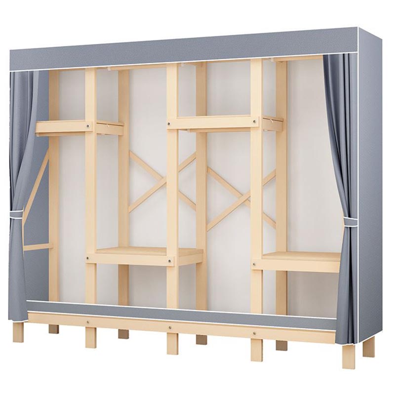 Eigentijdse stijl garderobe massief hout 1-deuren garderobe kast met stoffen staaf