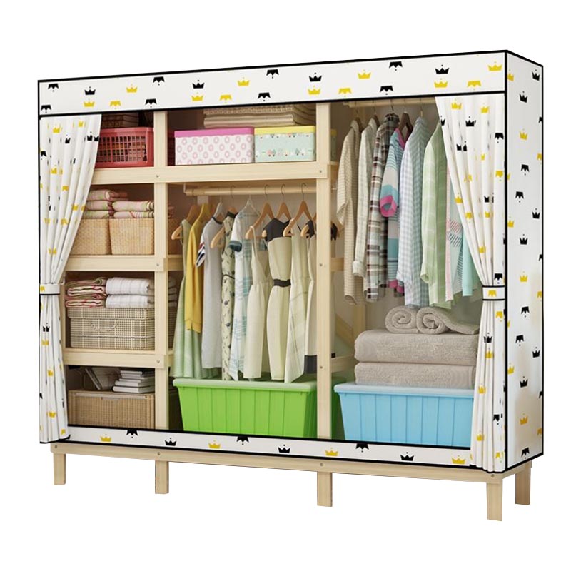 Eigentijdse stijl garderobe massief hout 1-deuren garderobe kast met stoffen staaf