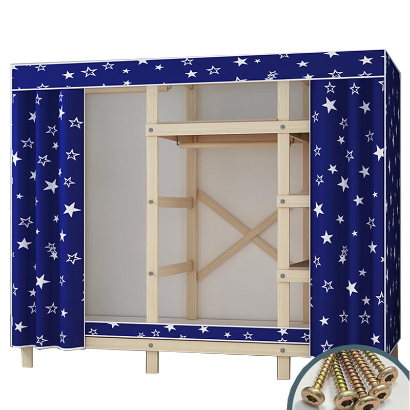 Eigentijdse stijl garderobe massief hout 1-deuren garderobe kast met stoffen staaf