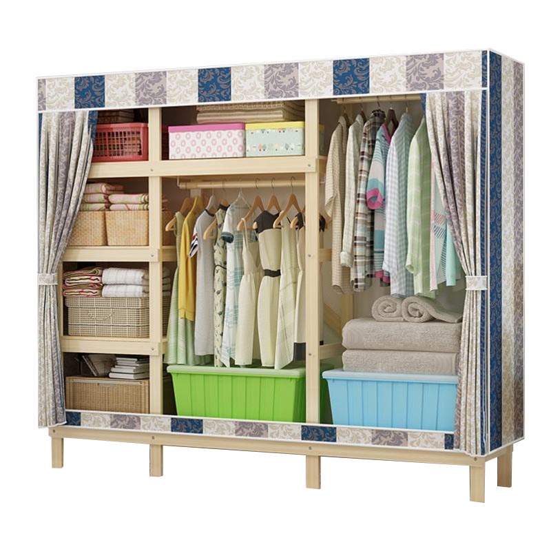 Eigentijdse stijl garderobe massief hout 1-deuren garderobe kast met stoffen staaf