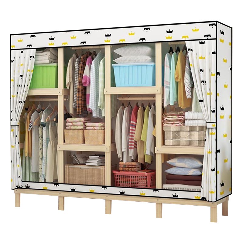 Eigentijdse stijl garderobe massief hout 1-deuren garderobe kast met stoffen staaf