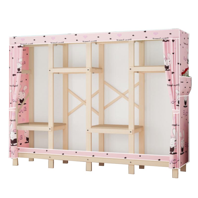 Eigentijdse stijl garderobe massief hout 1-deuren garderobe kast met stoffen staaf