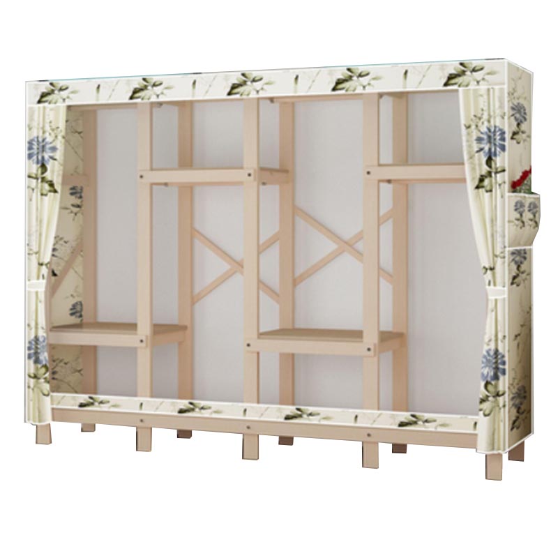 Eigentijdse stijl garderobe massief hout 1-deuren garderobe kast met stoffen staaf