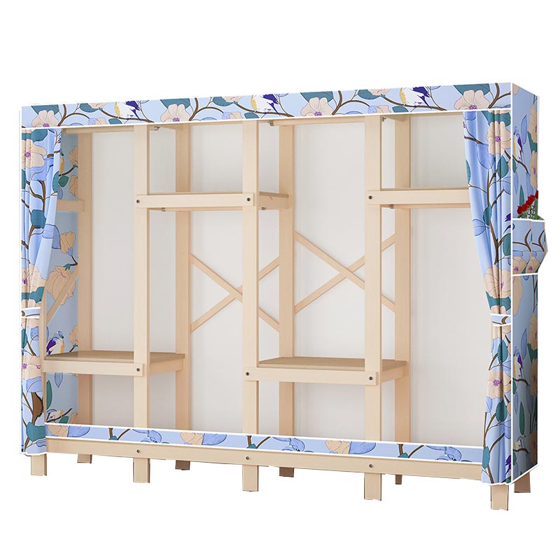 Eigentijdse stijl garderobe massief hout 1-deuren garderobe kast met stoffen staaf