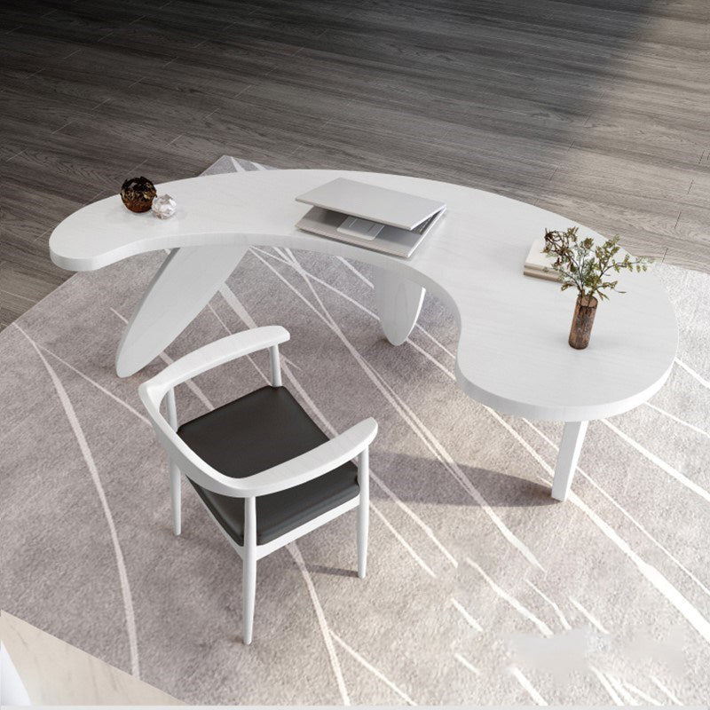 Unconventional Shape Office Desk Solid Wood Modern Writing Desk in Matte Finish Clearhalo 'furn' 'furn_office_desk' 'Furniture' 'Office Desks' 'Office Furniture' 'office_desk' 5740568