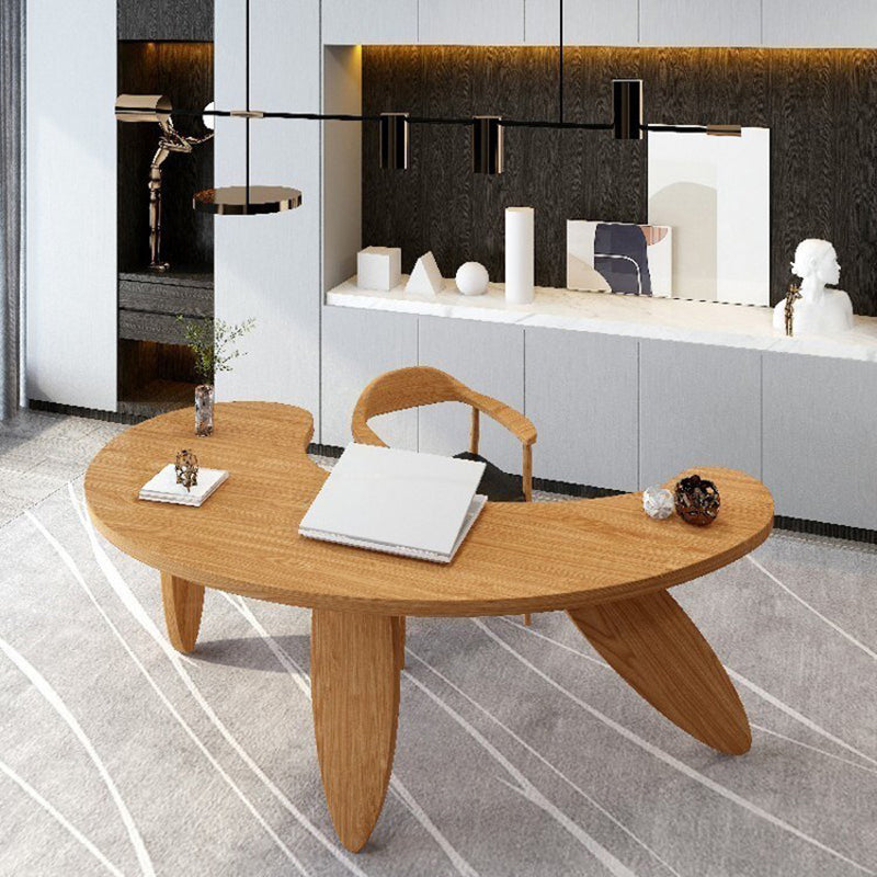 Unconventional Shape Office Desk Solid Wood Modern Writing Desk in Matte Finish Natural Clearhalo 'furn' 'furn_office_desk' 'Furniture' 'Office Desks' 'Office Furniture' 'office_desk' 5740570