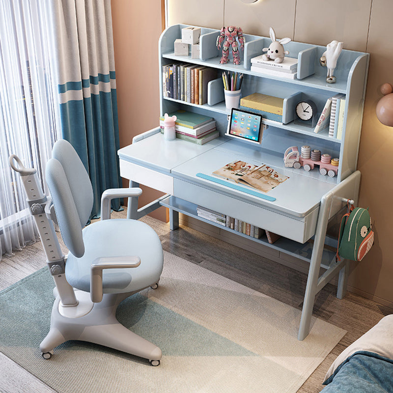 Rectangular Office Desk Adjustable Solid Wood Writing Desk in Matte Finish Clearhalo 'furn' 'furn_office_desk' 'Furniture' 'Office Desks' 'Office Furniture' 'office_desk' 5740587