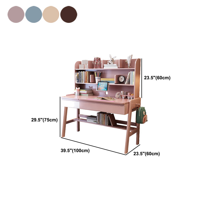 Rectangular Office Desk Adjustable Solid Wood Writing Desk in Matte Finish Clearhalo 'furn' 'furn_office_desk' 'Furniture' 'Office Desks' 'Office Furniture' 'office_desk' 5740594