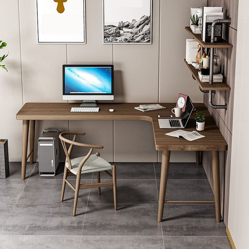 Escritorio de escritura de madera maciza contemporánea de 30 "altura escritorio de oficina en forma de L de altura