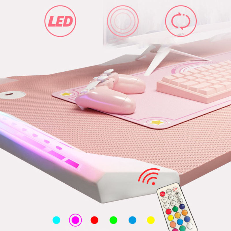 28"H Glam Gaming Desk Cable Management Rectangular Wooden Office Desk Clearhalo 'furn' 'furn_office_desk' 'Furniture' 'Office Desks' 'Office Furniture' 'office_desk' 5740680