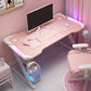 28"H Glam Gaming Desk Cable Management Rectangular Wooden Office Desk 47.2"L x 23.6"W x 28.3"H Pink Clearhalo 'furn' 'furn_office_desk' 'Furniture' 'Office Desks' 'Office Furniture' 'office_desk' 5740684