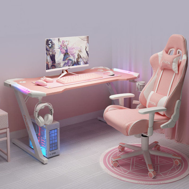 28"H Glam Gaming Desk Cable Management Rectangular Wooden Office Desk Clearhalo 'furn' 'furn_office_desk' 'Furniture' 'Office Desks' 'Office Furniture' 'office_desk' 5740686