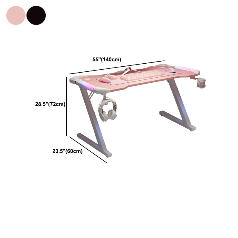 28"H Glam Gaming Desk Cable Management Rectangular Wooden Office Desk Clearhalo 'furn' 'furn_office_desk' 'Furniture' 'Office Desks' 'Office Furniture' 'office_desk' 5740689