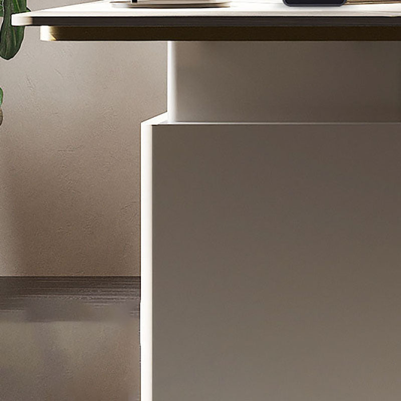 Curved Executive Desk Glam Office Desk with 3 Storage Drawers