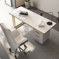 Curved Executive Desk Glam Office Desk with 3 Storage Drawers
