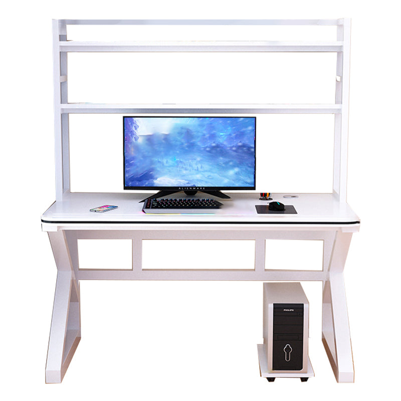 Contemporary Home Computer Desk Rectangular Wooden Gaming Desk White Clearhalo 'furn' 'furn_office_desk' 'Furniture' 'Office Desks' 'Office Furniture' 'office_desk' 5740947