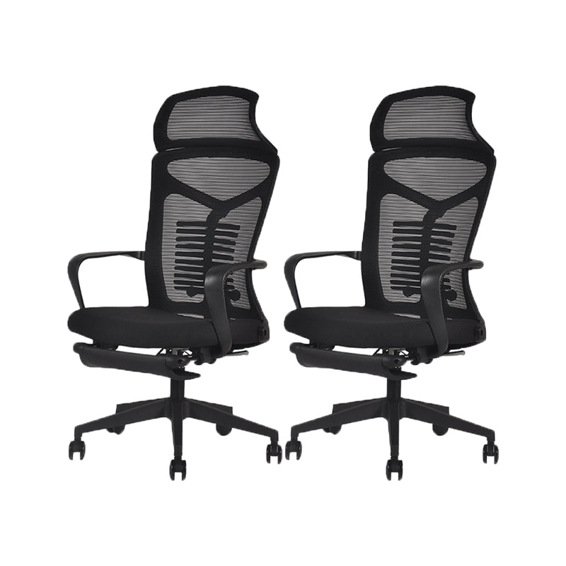 Black Modern & Contemporary Office Chair Fixed Arms Mid Back Home Office Chair 2 Piece Set Clearhalo 'furn' 'furn_office_chair' 'Furniture' 'Office Chairs' 'Office Furniture' 'office_chair' 5741159