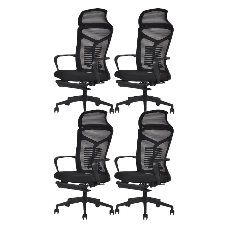 Black Modern & Contemporary Office Chair Fixed Arms Mid Back Home Office Chair 4 Piece Set Clearhalo 'furn' 'furn_office_chair' 'Furniture' 'Office Chairs' 'Office Furniture' 'office_chair' 5741161