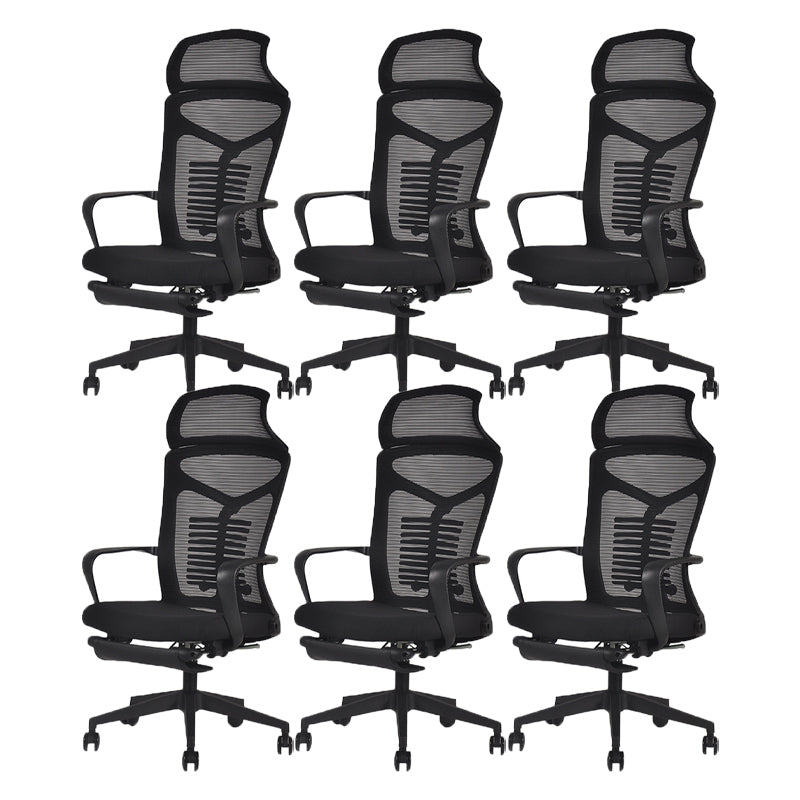 Black Modern & Contemporary Office Chair Fixed Arms Mid Back Home Office Chair 6 Piece Set Clearhalo 'furn' 'furn_office_chair' 'Furniture' 'Office Chairs' 'Office Furniture' 'office_chair' 5741162