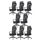Black Modern & Contemporary Office Chair Fixed Arms Mid Back Home Office Chair 8 Piece Set Clearhalo 'furn' 'furn_office_chair' 'Furniture' 'Office Chairs' 'Office Furniture' 'office_chair' 5741164