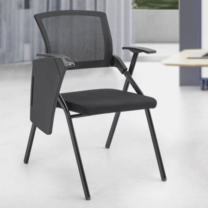 Contemporary Chair Fabric Swivel Office Chair with Fixed Arms in Black