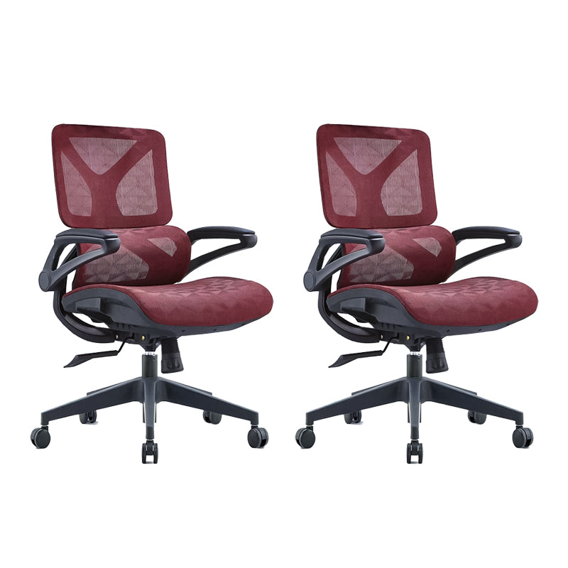 Low Back Office Chair Armrests Soft Cushioned Adjustable Swivel Task Chair Red 2 Piece Set Clearhalo 'furn' 'furn_office_chair' 'Furniture' 'Office Chairs' 'Office Furniture' 'office_chair' 5741300
