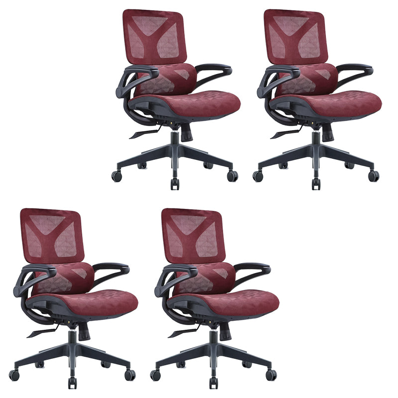 Low Back Office Chair Armrests Soft Cushioned Adjustable Swivel Task Chair Red 4 Piece Set Clearhalo 'furn' 'furn_office_chair' 'Furniture' 'Office Chairs' 'Office Furniture' 'office_chair' 5741301