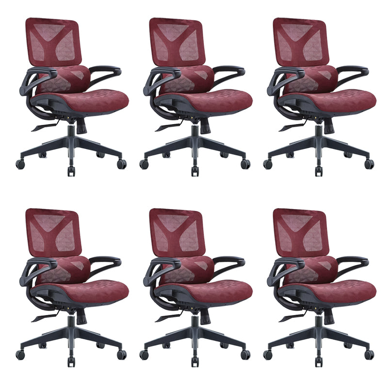 Low Back Office Chair Armrests Soft Cushioned Adjustable Swivel Task Chair Red 6 Piece Set Clearhalo 'furn' 'furn_office_chair' 'Furniture' 'Office Chairs' 'Office Furniture' 'office_chair' 5741304