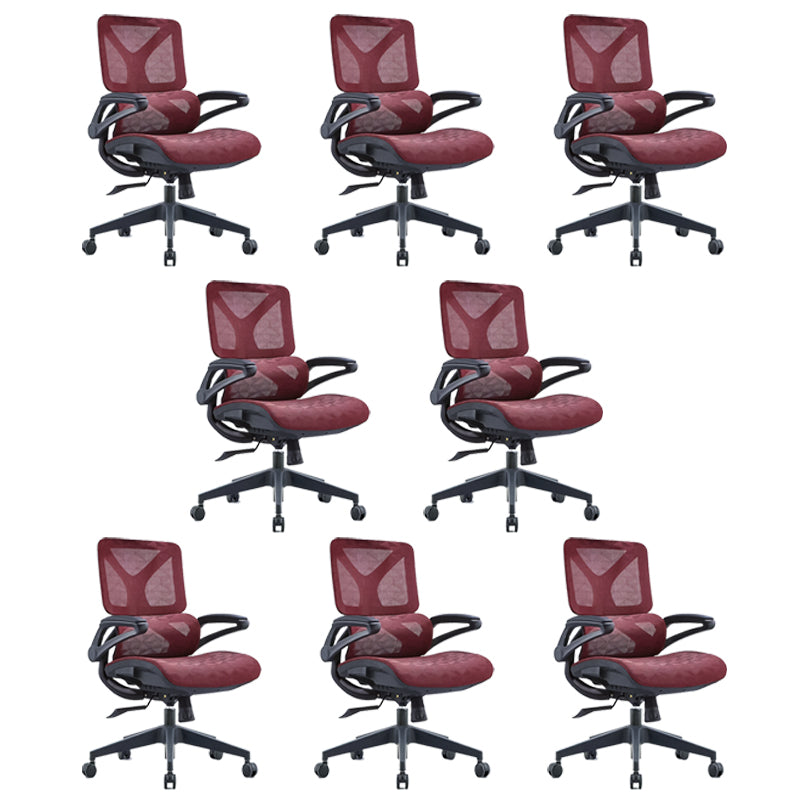 Low Back Office Chair Armrests Soft Cushioned Adjustable Swivel Task Chair Red 8 Piece Set Clearhalo 'furn' 'furn_office_chair' 'Furniture' 'Office Chairs' 'Office Furniture' 'office_chair' 5741305