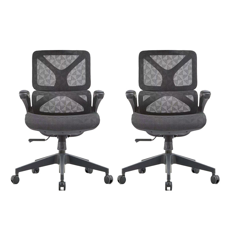 Low Back Office Chair Armrests Soft Cushioned Adjustable Swivel Task Chair Black 2 Piece Set Clearhalo 'furn' 'furn_office_chair' 'Furniture' 'Office Chairs' 'Office Furniture' 'office_chair' 5741310