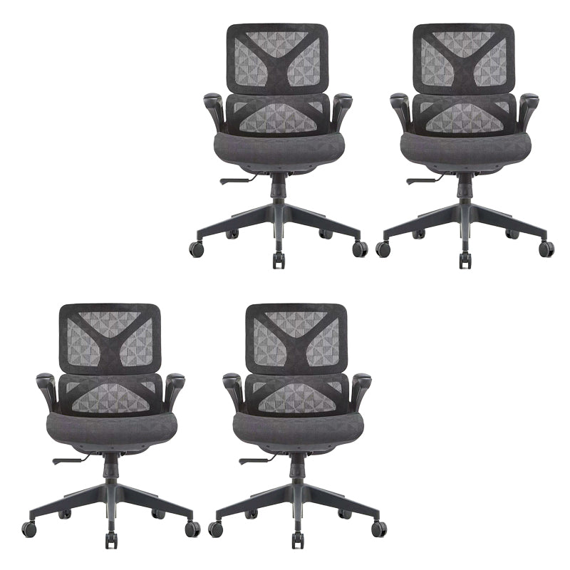 Low Back Office Chair Armrests Soft Cushioned Adjustable Swivel Task Chair Black 4 Piece Set Clearhalo 'furn' 'furn_office_chair' 'Furniture' 'Office Chairs' 'Office Furniture' 'office_chair' 5741311