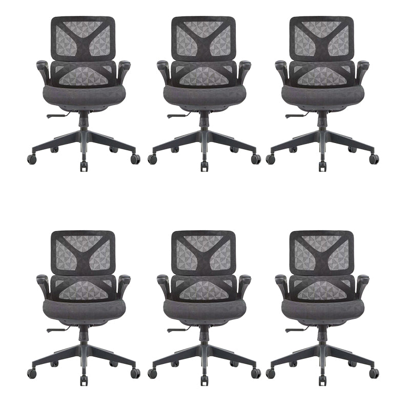 Low Back Office Chair Armrests Soft Cushioned Adjustable Swivel Task Chair Black 6 Piece Set Clearhalo 'furn' 'furn_office_chair' 'Furniture' 'Office Chairs' 'Office Furniture' 'office_chair' 5741314