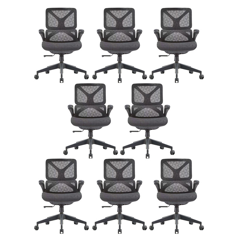 Low Back Office Chair Armrests Soft Cushioned Adjustable Swivel Task Chair Black 8 Piece Set Clearhalo 'furn' 'furn_office_chair' 'Furniture' 'Office Chairs' 'Office Furniture' 'office_chair' 5741315