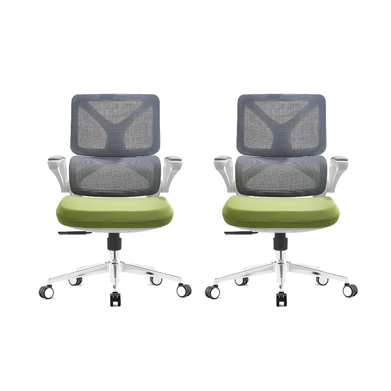 Low Back Office Chair Armrests Soft Cushioned Adjustable Swivel Task Chair Green 2 Piece Set Clearhalo 'furn' 'furn_office_chair' 'Furniture' 'Office Chairs' 'Office Furniture' 'office_chair' 5741317