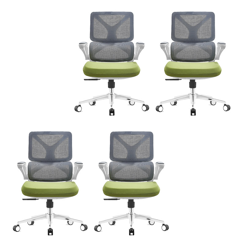 Low Back Office Chair Armrests Soft Cushioned Adjustable Swivel Task Chair Green 4 Piece Set Clearhalo 'furn' 'furn_office_chair' 'Furniture' 'Office Chairs' 'Office Furniture' 'office_chair' 5741318