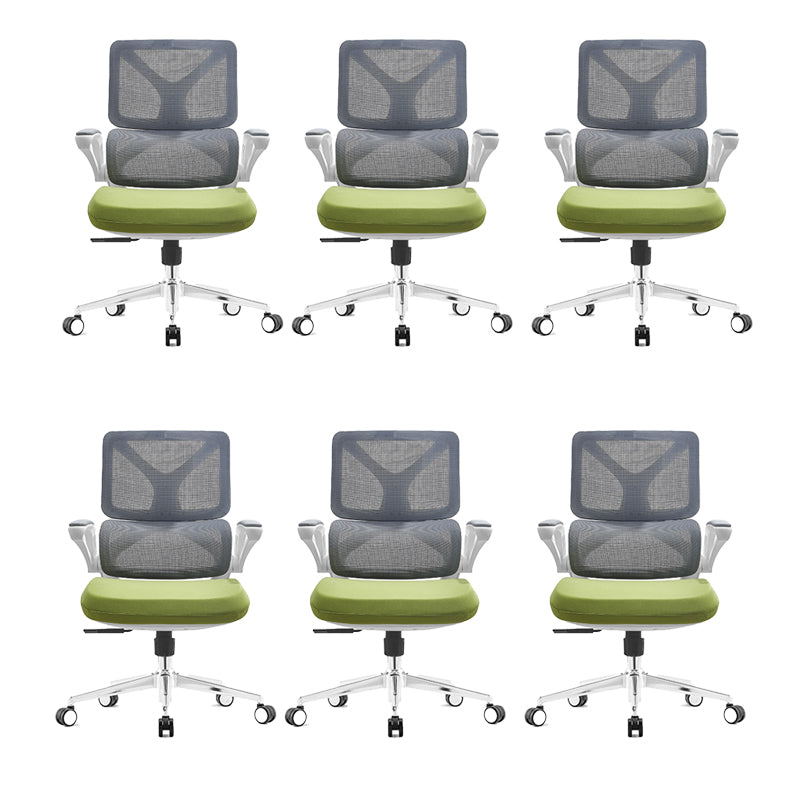 Low Back Office Chair Armrests Soft Cushioned Adjustable Swivel Task Chair Green 6 Piece Set Clearhalo 'furn' 'furn_office_chair' 'Furniture' 'Office Chairs' 'Office Furniture' 'office_chair' 5741319