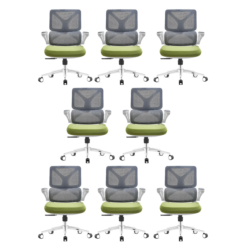 Low Back Office Chair Armrests Soft Cushioned Adjustable Swivel Task Chair Green 8 Piece Set Clearhalo 'furn' 'furn_office_chair' 'Furniture' 'Office Chairs' 'Office Furniture' 'office_chair' 5741320