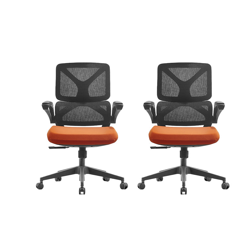 Low Back Office Chair Armrests Soft Cushioned Adjustable Swivel Task Chair Orange 2 Piece Set Clearhalo 'furn' 'furn_office_chair' 'Furniture' 'Office Chairs' 'Office Furniture' 'office_chair' 5741322