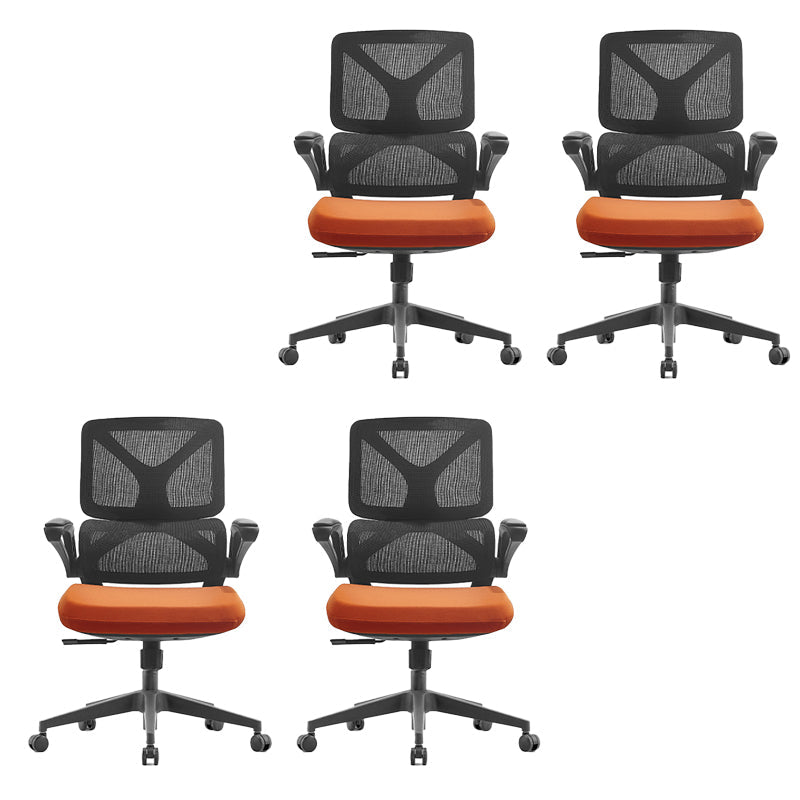 Low Back Office Chair Armrests Soft Cushioned Adjustable Swivel Task Chair Orange 4 Piece Set Clearhalo 'furn' 'furn_office_chair' 'Furniture' 'Office Chairs' 'Office Furniture' 'office_chair' 5741323