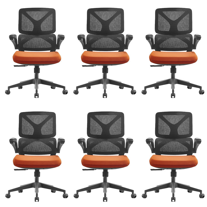 Low Back Office Chair Armrests Soft Cushioned Adjustable Swivel Task Chair Orange 6 Piece Set Clearhalo 'furn' 'furn_office_chair' 'Furniture' 'Office Chairs' 'Office Furniture' 'office_chair' 5741324