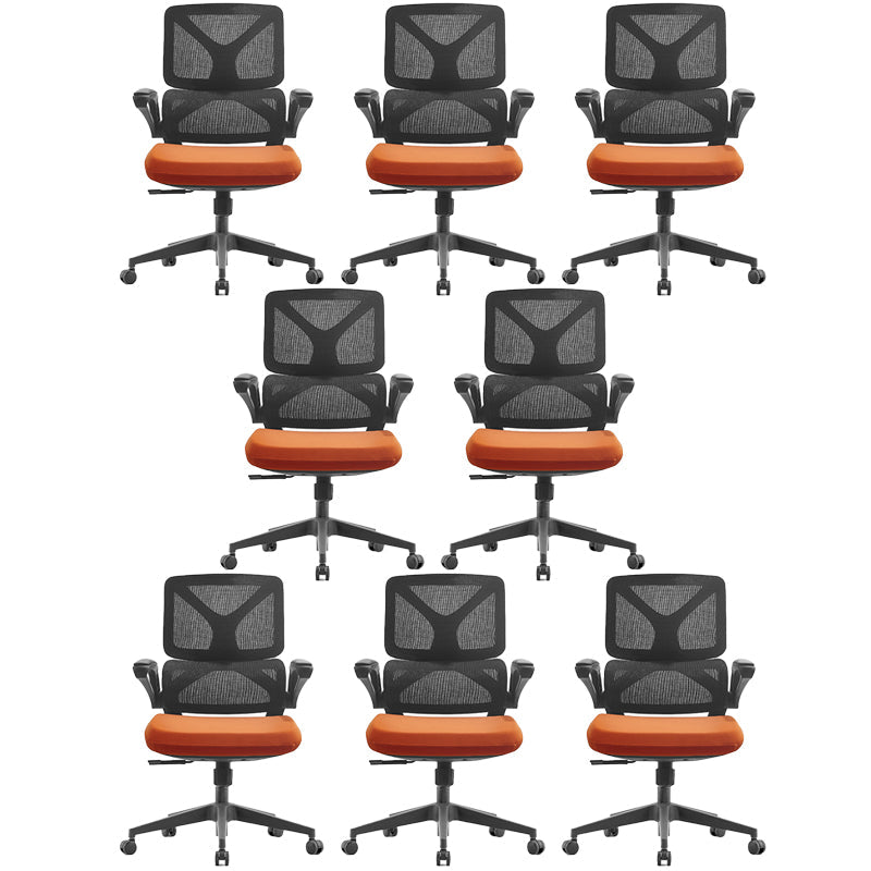 Low Back Office Chair Armrests Soft Cushioned Adjustable Swivel Task Chair Orange 8 Piece Set Clearhalo 'furn' 'furn_office_chair' 'Furniture' 'Office Chairs' 'Office Furniture' 'office_chair' 5741325